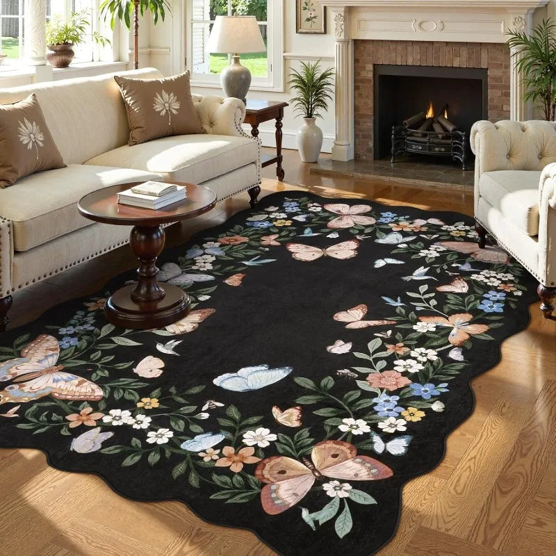 Navak Carpet Irregular Living Room Carpet Simple Butterfly Pattern Bedroom Bedside Rug Foldable Machine Washable Coffee Table Mat Kовер Tapis