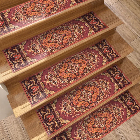Navak Carpet 10Pcs Stair Treads Carpet Non-Slip Indoor Stair Mat Runners for Wooden Steps Protection Rug Cover Pads Staircase for Kids Elders