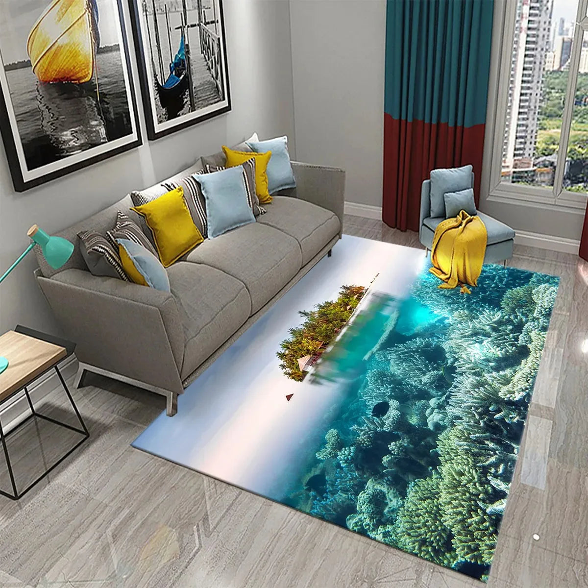 Navak Carpet 3D Hawaiian Sea Ocean Tropical Fish Carpet Living Room Fish Animal Pattern Kids Bedroom Soft Floor Decor