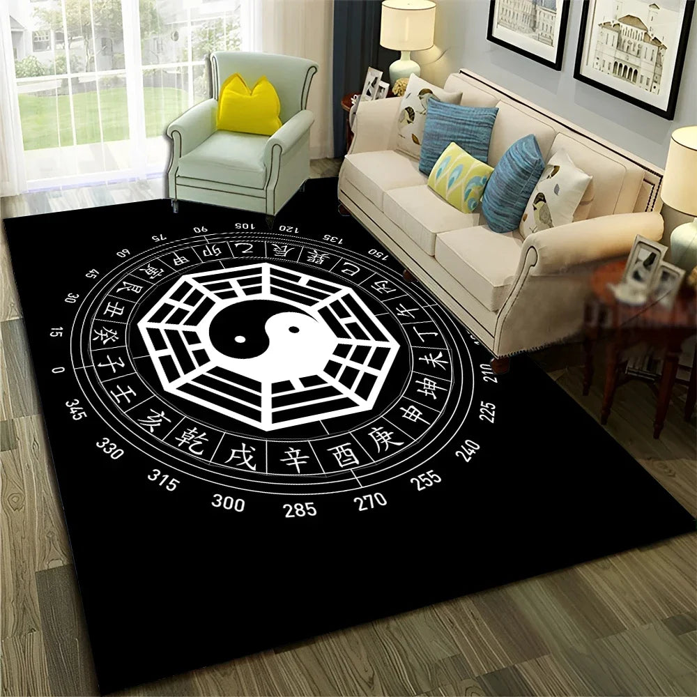 Navak Carpet Chinese 3D Tai Chi Bagua Yin Yang  Carpet Rug for Home Living Room Bedroom Sofa Doormat Decor,Child Area Rug Non-slip Floor Mat