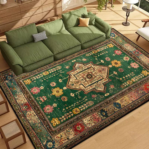 Navak Carpet Persian Style Border Design Living Room Rug Soft Antiskid Bedroom Decor Carpet Easy Cleaning Entrance Door Mat Machine Washable