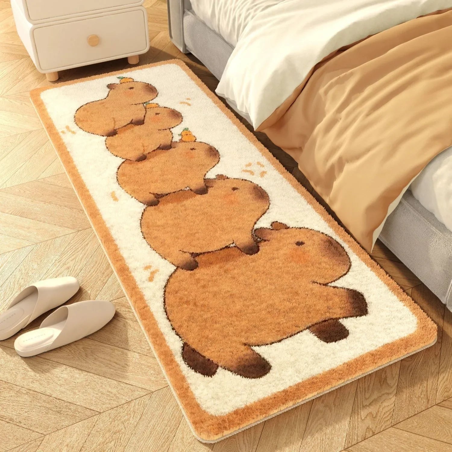 Navak Carpet Cute Bedside Cashmere Carpet Capibara Imitation Cashmere Floor Mat,anime Rug