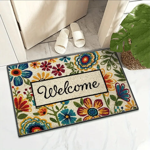 Navak Carpet New Non-Slip Semi-Circular Carpet Anti-fouling Easy to Clean Door Mat Ethnic Style Welcome Mat Home Decorative Door Mat