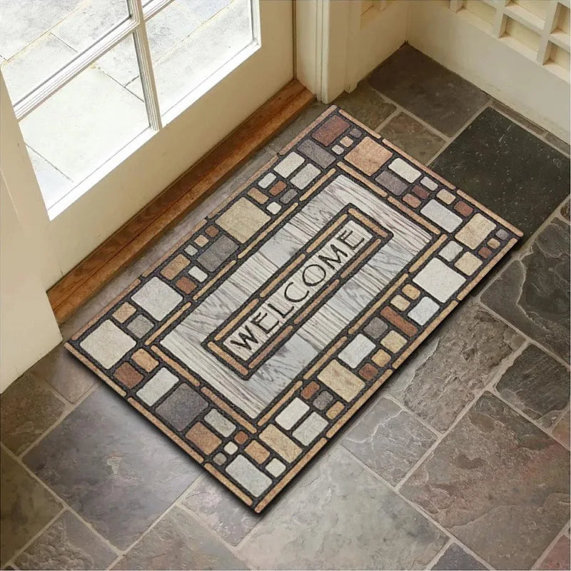 Navak Carpet Elegant 'HOME' Crystal Velvet Rug - Soft & Durable Pebble Design Doormat, Non-Slip Entrance Decor, Perfect Gift for Modern Homes