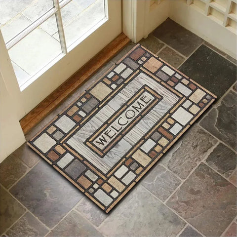 Navak Carpet Elegant 'HOME' Crystal Velvet Rug - Soft & Durable Pebble Design Doormat, Non-Slip Entrance Decor, Perfect Gift for Modern Homes