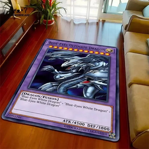 Navak Carpet Yu-Gi-Oh Blue Eyes White Dragon Anime Carpet Cartoon Floor Mat for Living Room and Bedroom Decorative Area Rug Perfect Gift