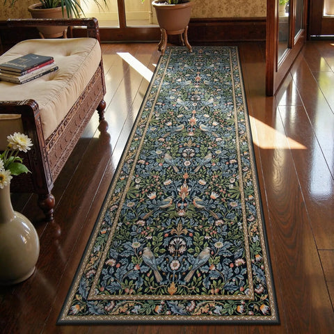 Navak Carpet Hallway Carpet Corridor Runner Long Floor Mat Machine Washable Non-slip Bedroom Bedside Foot Mats Green Rug Home Decoration Rugs