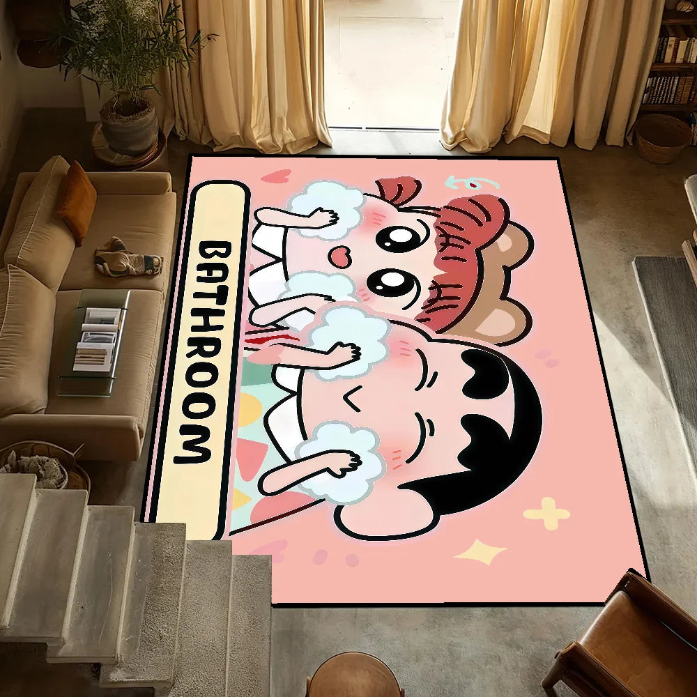 Navak Carpet Anti-Slip Cute C-chan Kitchen C-Crayon S-Shin Bedroom Tufted Rug cartoon Carpet time funny bath Living Room Entrance Decoration