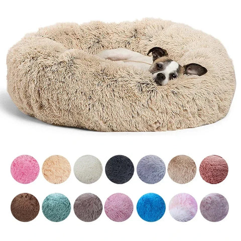 Navak Carpet  40-90cm Round Pet Bed for Large Dog Bed Super Soft Cat Bed Long Plush Dog House for Medium Dog House Winter Warm Sleeping
