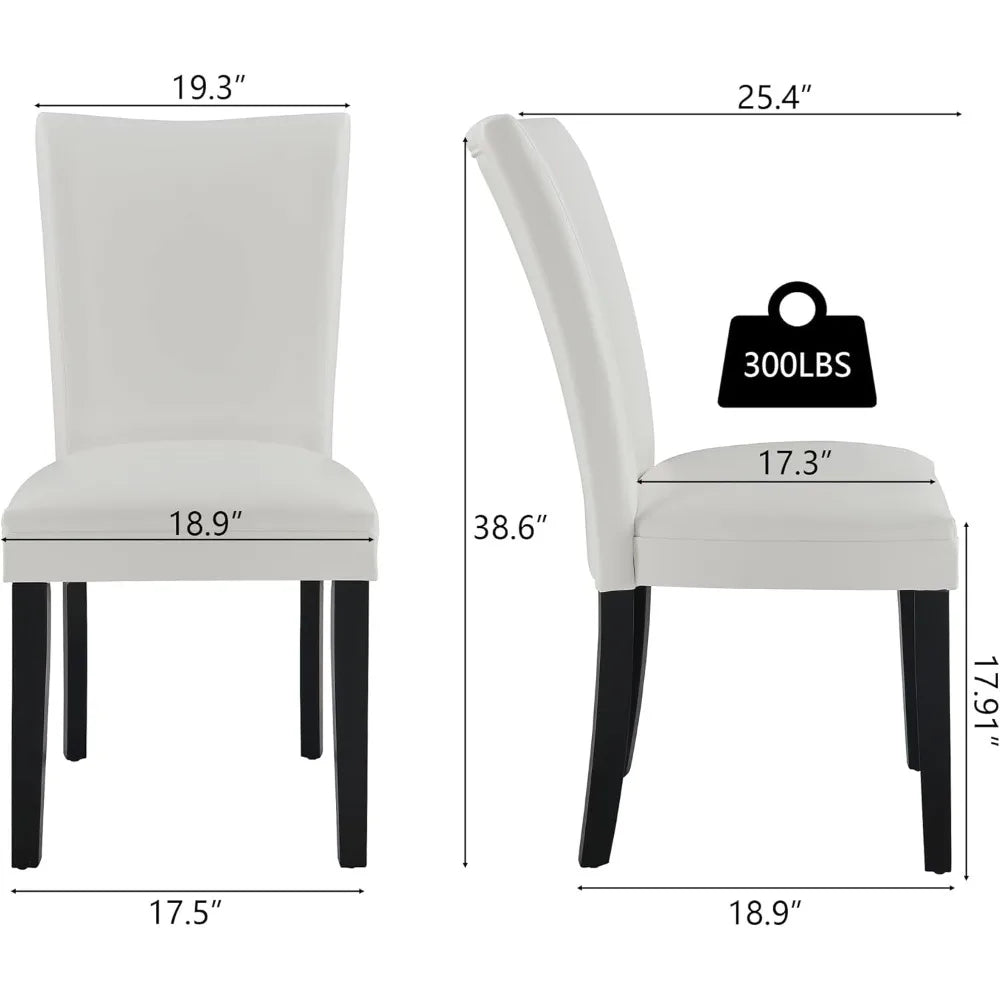Navak Carpet Set of 2 Parsons Dining Chairs – Faux Leather Upholstered Side Chairs w/Solid Wood Legs for Dining & Living Room
