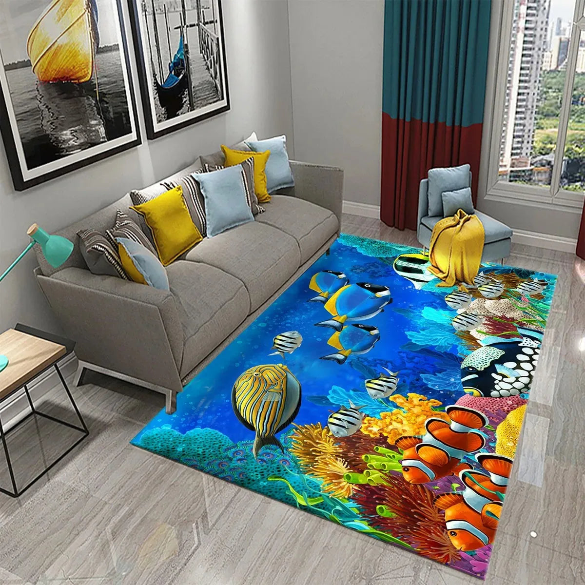 Navak Carpet 3D Hawaiian Sea Ocean Tropical Fish Carpet Living Room Fish Animal Pattern Kids Bedroom Soft Floor Decor