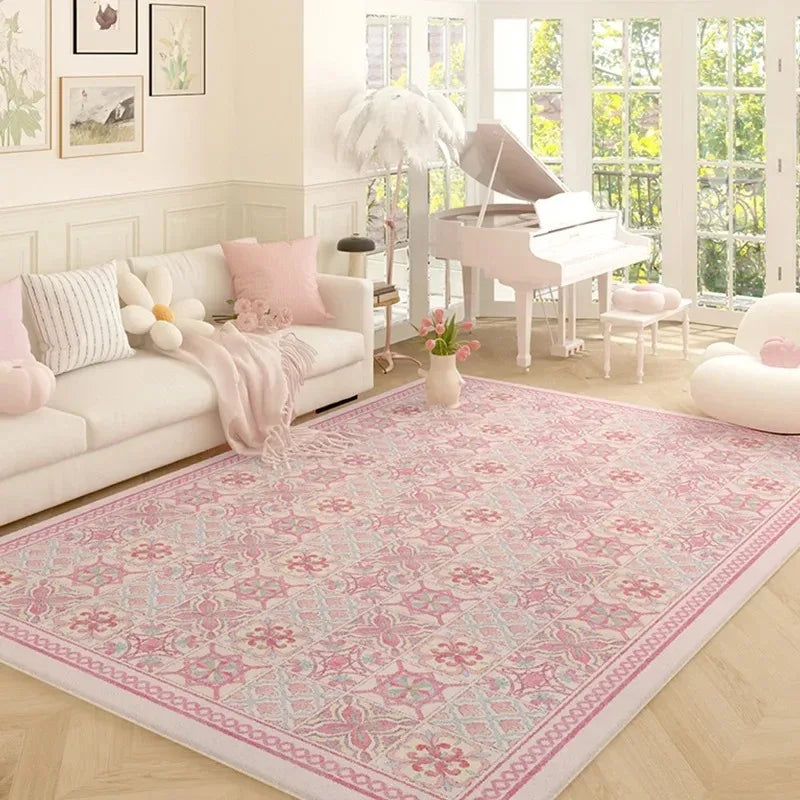 Navak Carpet Living Room Carpet Pink Flower Rug Big Size Home Decoration Floor Mat Soft Plush Room Decor Large Area Rugs Shaggy Bedroom