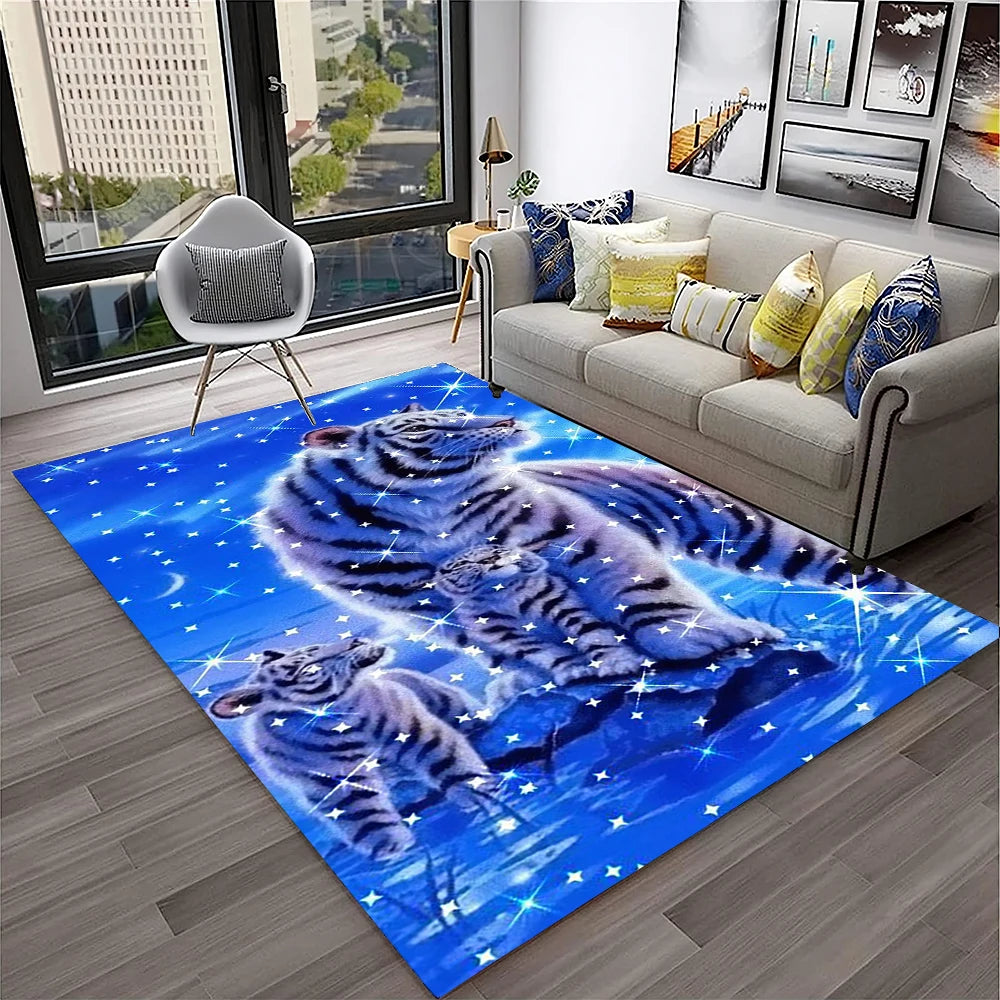 Navak Carpet 3D Dream Tiger Animal Cartoon Carpet Rug for Home Living Room Bedroom Sofa Doormat Decor,Child Play Area Rug Non-slip Floor Mat