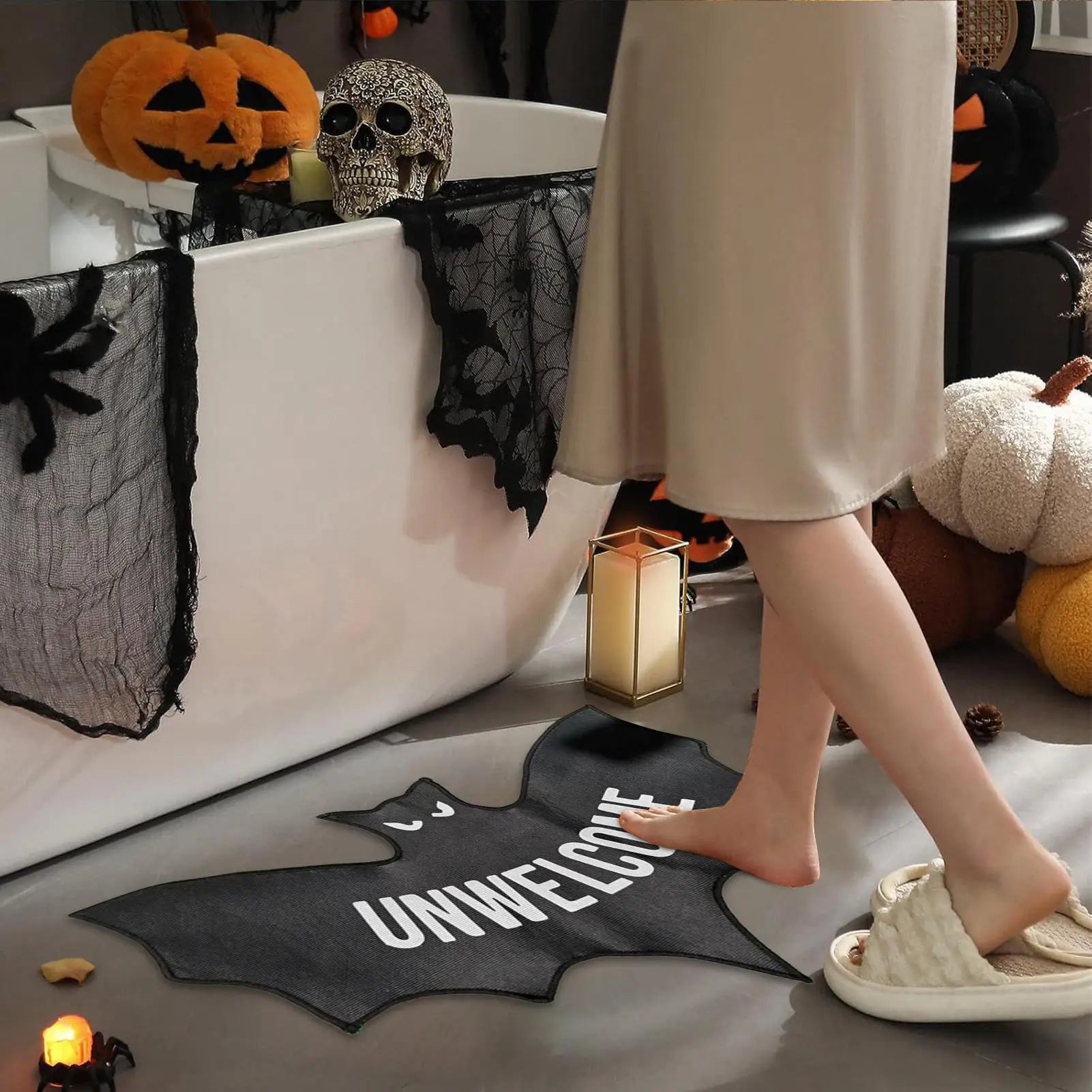 Navak Carpet Halloween Floor Mat Bat Unwelcome Mat Room Decor Gothic Doormat Home Decor For Entrance Indoor Apartment Bedroom Kitchen