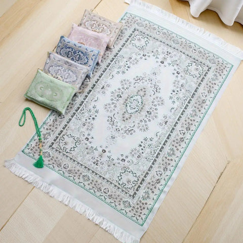 Navak Carpet Muslim Prayer Rug With Prayer Beads and Portable Bag Muslim Gift Islamic  Soft Mat Gifts Set Turkish Carpet For Ramadan Eid Hajj