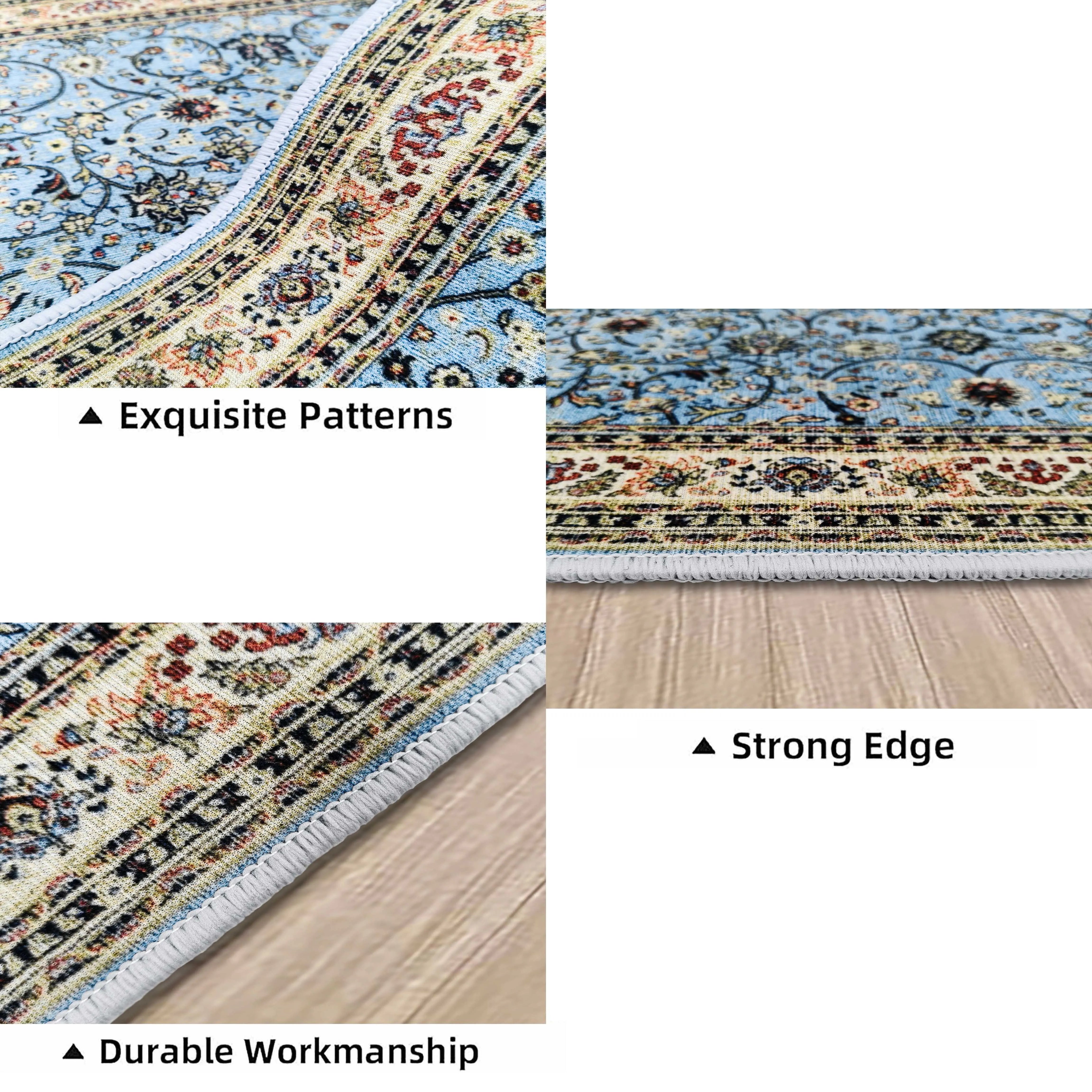 Navak Carpet Persian Retro Style Living Room Carpet Light Luxury Decoration Home Easy Clean Floor Mat Bedroom Cloakroom Non-slip Washable Rug