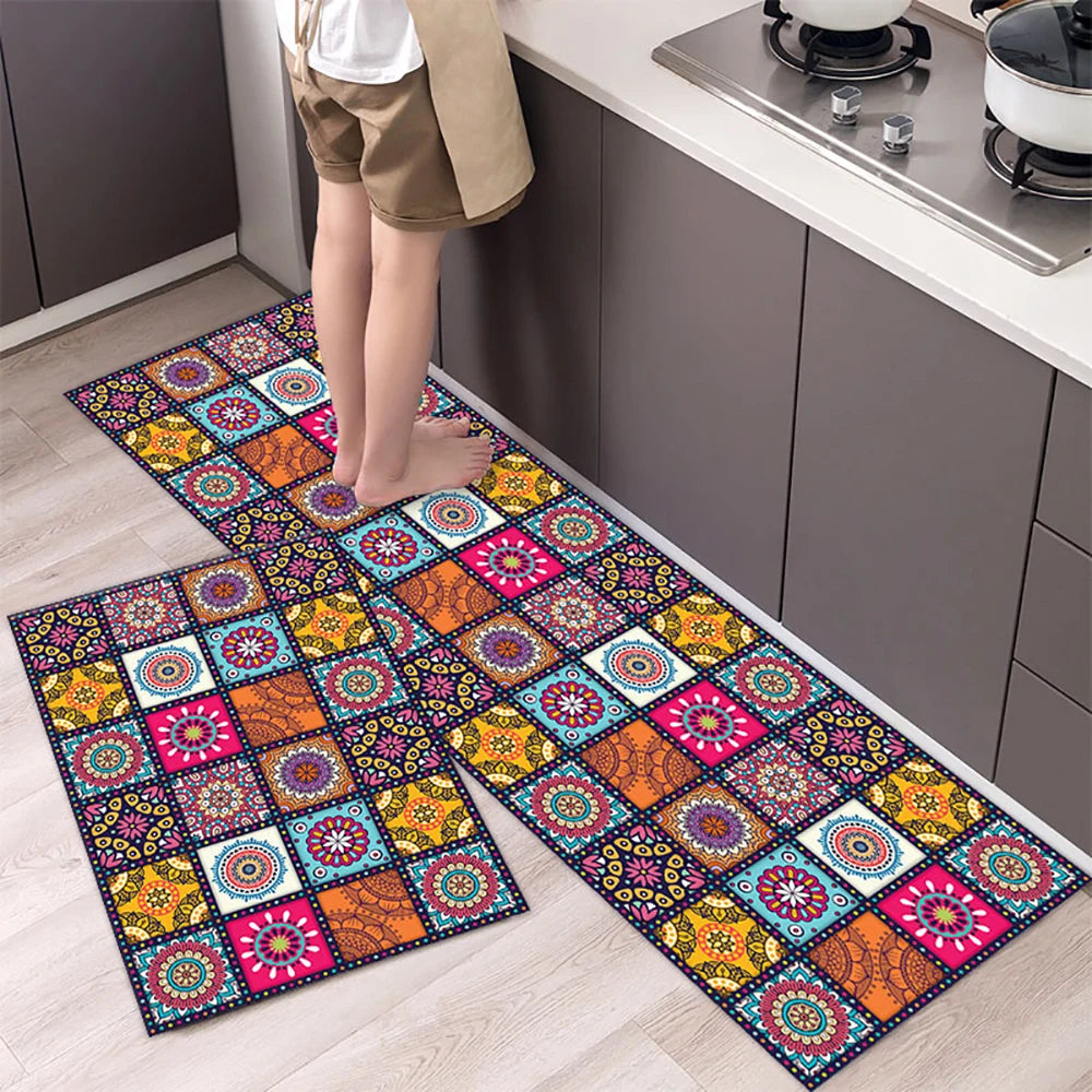 Navak Carpet Kitchen Mat Absorbent Printed Kitchen Rugs Non-slip Area Mat Hallway Long Carpets for Living Room Bedroom Entrance Doormat Bath