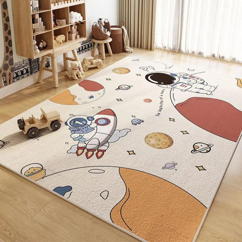 Navak Carpet Exclusive Picks Cartoon Space - Theme Crystal Velvet Rug, Non - slip & Soft, Kids’ Room Home Decor
