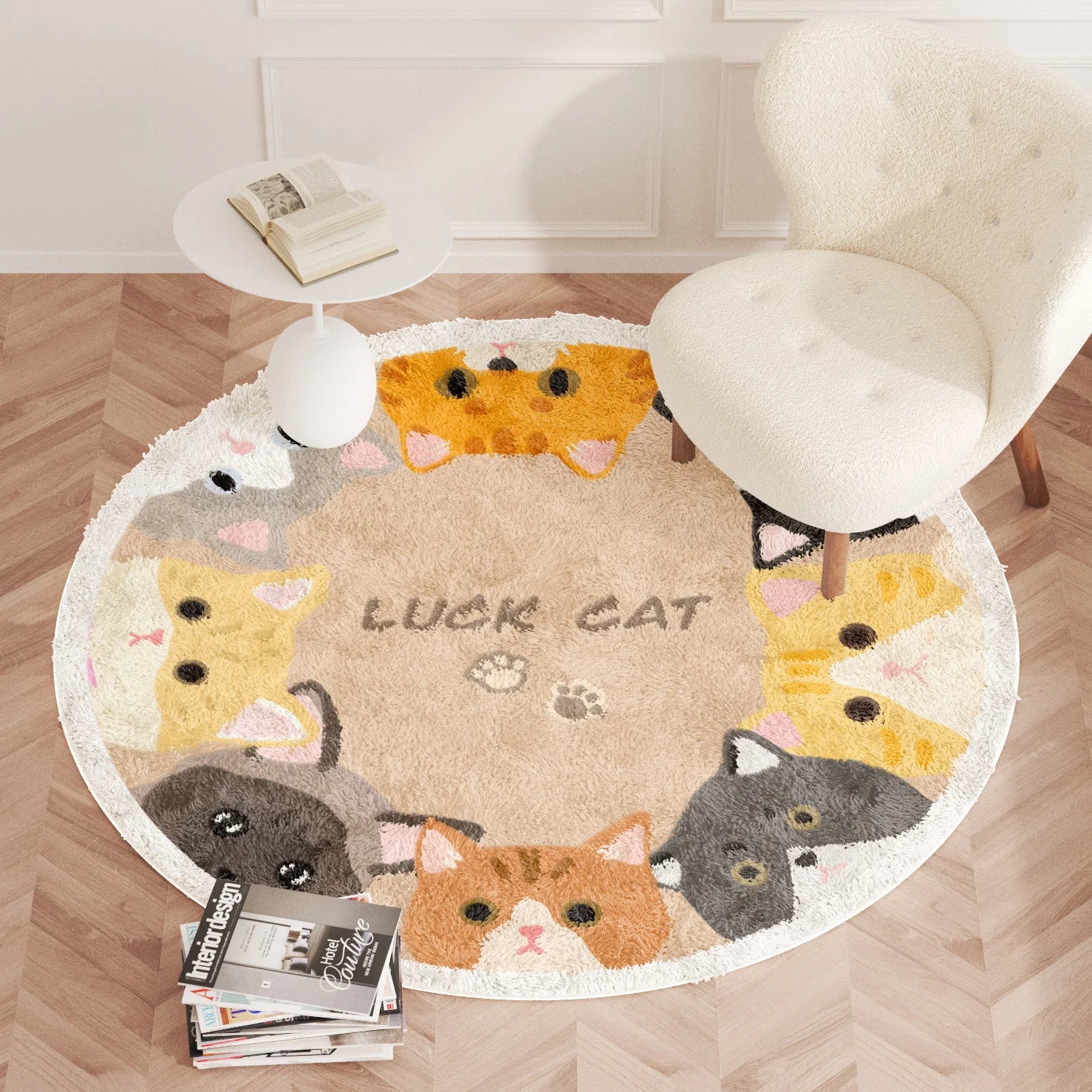 Navak Carpet Cartoon Style Bedroom Decor Carpet Cute Round Carpets for Living Room Thicken Plush Children's Rug Fluffy Soft Bedside Floor Mat