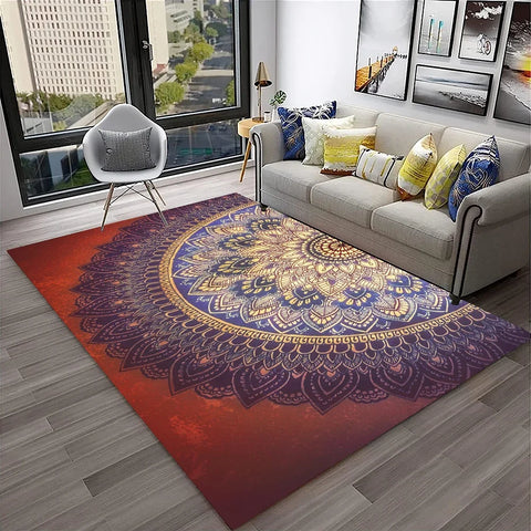 Navak Carpet 3D Mandala Bohemia Geometric Carpet Rug for Home Living Room Bedroom Sofa Kitchen Doormat Decor,Kid Area Rug Non-slip Floor Mat
