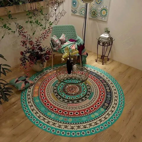 Navak Carpet Persian Retro Ethnic Style Round Living Room Rug Coffee Table Hanging Chair Swivel Chair Floor Mat Bedroom Bedside Rug