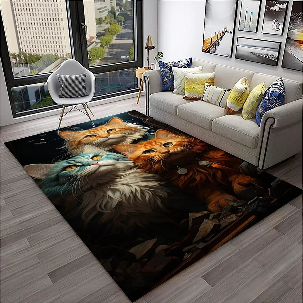 Navak Carpet 3D Cute Cat Flower Cartoon Carpet Rug for Home Living Room Bedroom Sofa Doormat Decor,Child Play Area Rug Non-slip Floor Mat