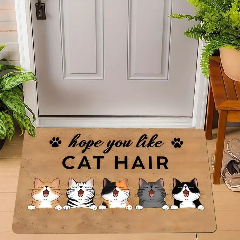 Navak Carpet Cute Cats Print Welcome Doormat Non-Slip Machine Washable Carpet for Living Room Bedroom Bathroom Kitchen and Laundry Rug