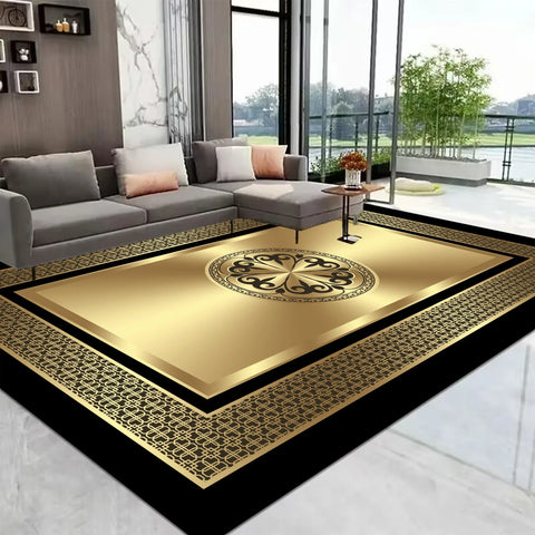 Navak Carpet European Gold Large Living Room Carpet Home Decoration Luxury Coffee Tables Mat Non-slip Washable Rug for Bedroom Decor Alfombra