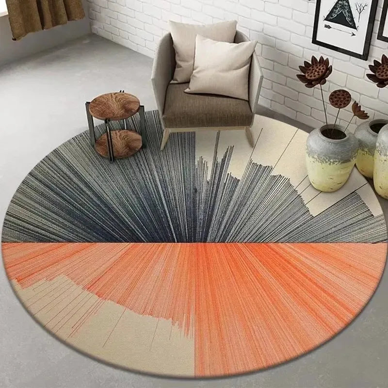 Navak Carpet Abstract Art Round Rug Living Room Sofa Bedroom Decorative Carpet Computer Chair Floor Mat Non-Slip