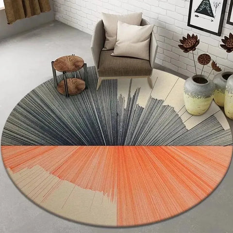 Navak Carpet Abstract Art Round Rug Living Room Sofa Bedroom Decorative Carpet Computer Chair Floor Mat Non-Slip