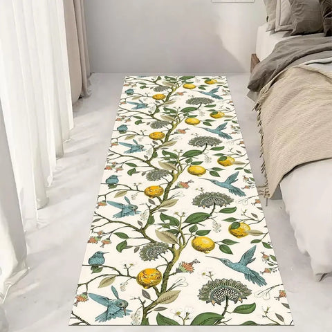 Navak Carpet Lemon Tree Floral Bird Kitchen Mat Decor Carpet for Living Room Anti-slip Hallway Balcony Rugs Bedroom Doormat Bath Foot Pad