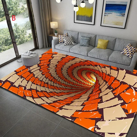 Navak Carpet 3D Vortex Illusion Carpet Entrance Door Floor Mat Abstract Geometric Optical Doormat Non-slip Floor Mat Living Room Decor Rug