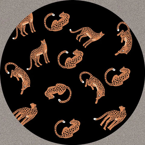 Navak Carpet Light Luxury Bedroom Decor Round Carpet Thickend Plush Bedside Floor Mat Fluffy Soft Rug Leopard Pattern Carpets for Living Room