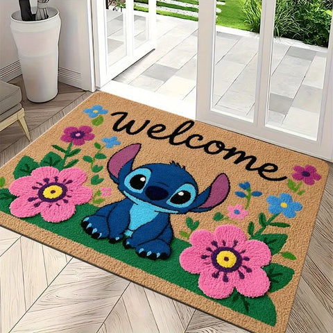 Navak Carpet 1pc Stitch Welcome Doormat Vibrant Floral Design Perfect for Home Entry Bedroom and Bathroom Doors Easy To Clean Hand Wash Only