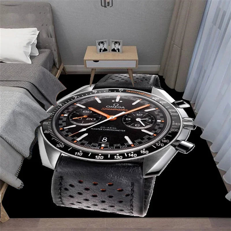 Navak Carpet Multi-functional O-OMEGA Dial Crown Watch Pointer Pattern Living Room Bedroom Sofa Decoration Carpet Floor Mat Rugs