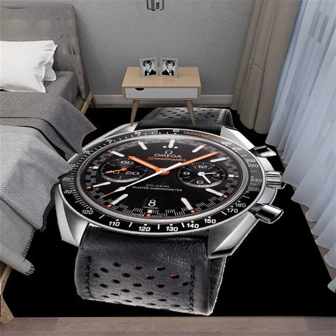 Navak Carpet Multi-functional O-OMEGA Dial Crown Watch Pointer Pattern Living Room Bedroom Sofa Decoration Carpet Floor Mat Rugs