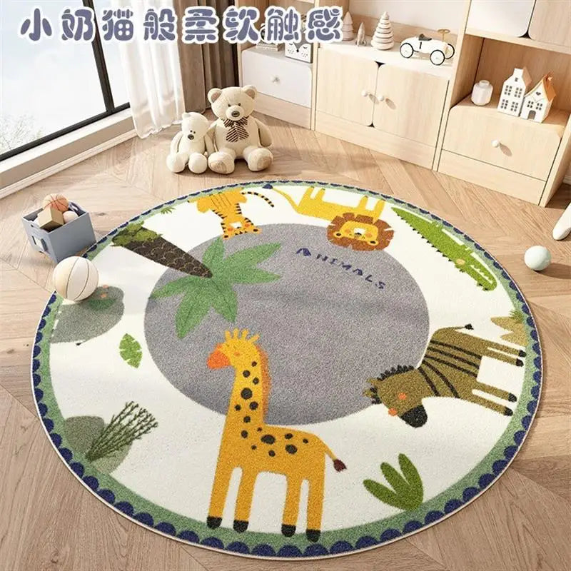 Navak Carpet Cartoon Style Bedroom Decor Plush Carpet Home Fluffy Soft Floor Mat Cute Round Carpets for Living Room Thick Non-slip Lounge Rug
