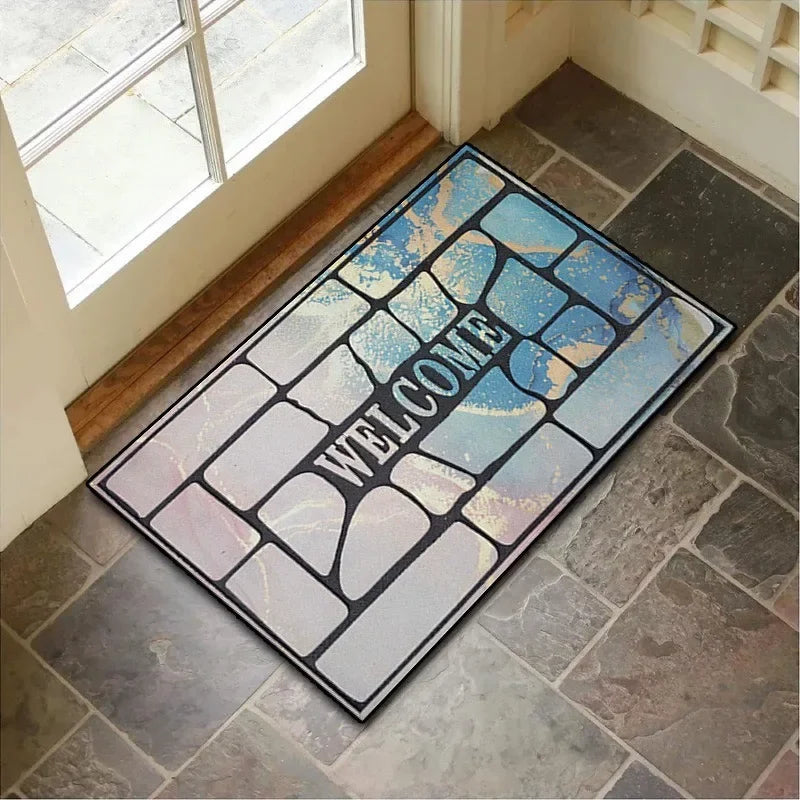 Navak Carpet Elegant 'HOME' Crystal Velvet Rug - Soft & Durable Pebble Design Doormat, Non-Slip Entrance Decor, Perfect Gift for Modern Homes
