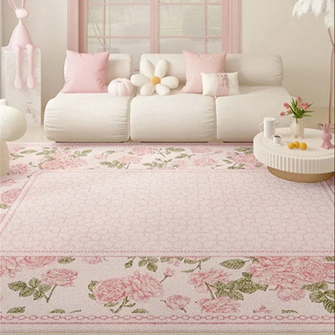 Navak Carpet Living Room Carpet Pink Flower Rug Big Size Home Decoration Floor Mat Soft Plush Room Decor Large Area Rugs Shaggy Bedroom