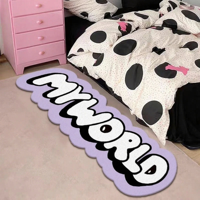Navak Carpet My World Living Room Decoration Creative Carpet Irregular Rugs for Bedroom Thick Plush Bedside Floor Mat Fluffy Soft Lounge Rug