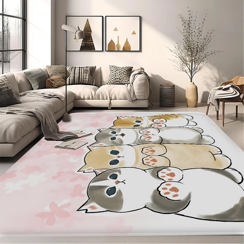 Navak Carpet Funny Cat mofusand Floor Mat Retro Multiple Choice Living Room Kitchen Rug Non-Slip Modern Home Decor