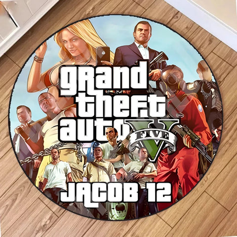 Navak Carpet Cartoon GTA Circle Carpet for Living Room Decor Personalized Round Area Rug Sofa Table Chairs Bedroom Decor Floor Mat