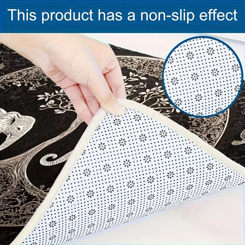 Navak Carpet 1pc Elephant and Tree of Life Welcome Mat - Non-slip, Machine Washable for Living Room, Bathroom, Kitchen - Durable Polyester