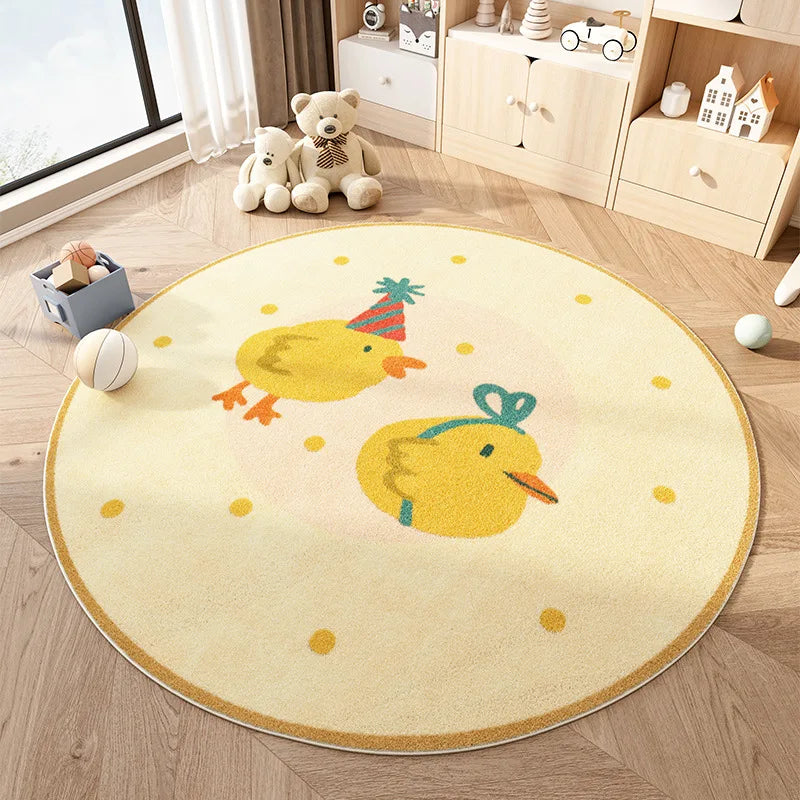 Navak Carpet Cartoon Style Bedroom Decor Plush Carpet Home Fluffy Soft Floor Mat Cute Round Carpets for Living Room Thick Non-slip Lounge Rug