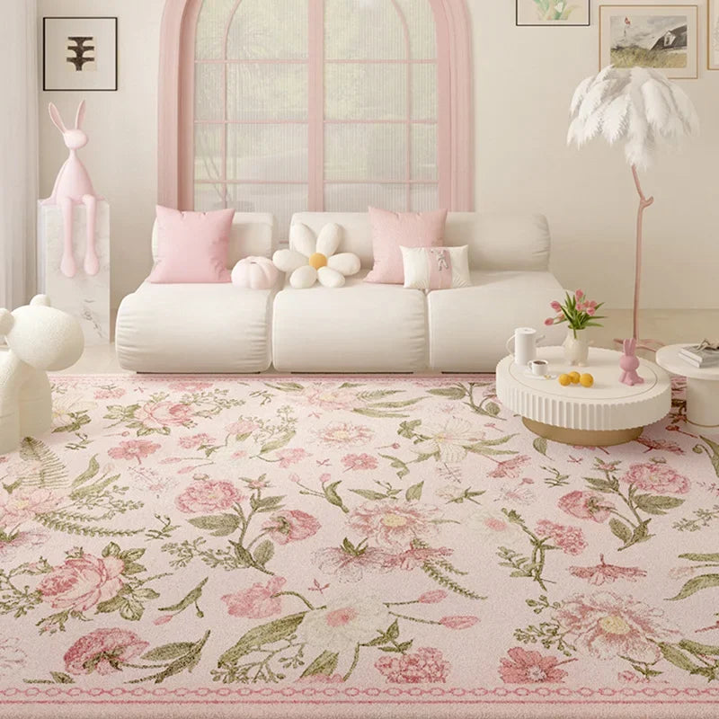 Navak Carpet Living Room Carpet Pink Flower Rug Big Size Home Decoration Floor Mat Soft Plush Room Decor Large Area Rugs Shaggy Bedroom