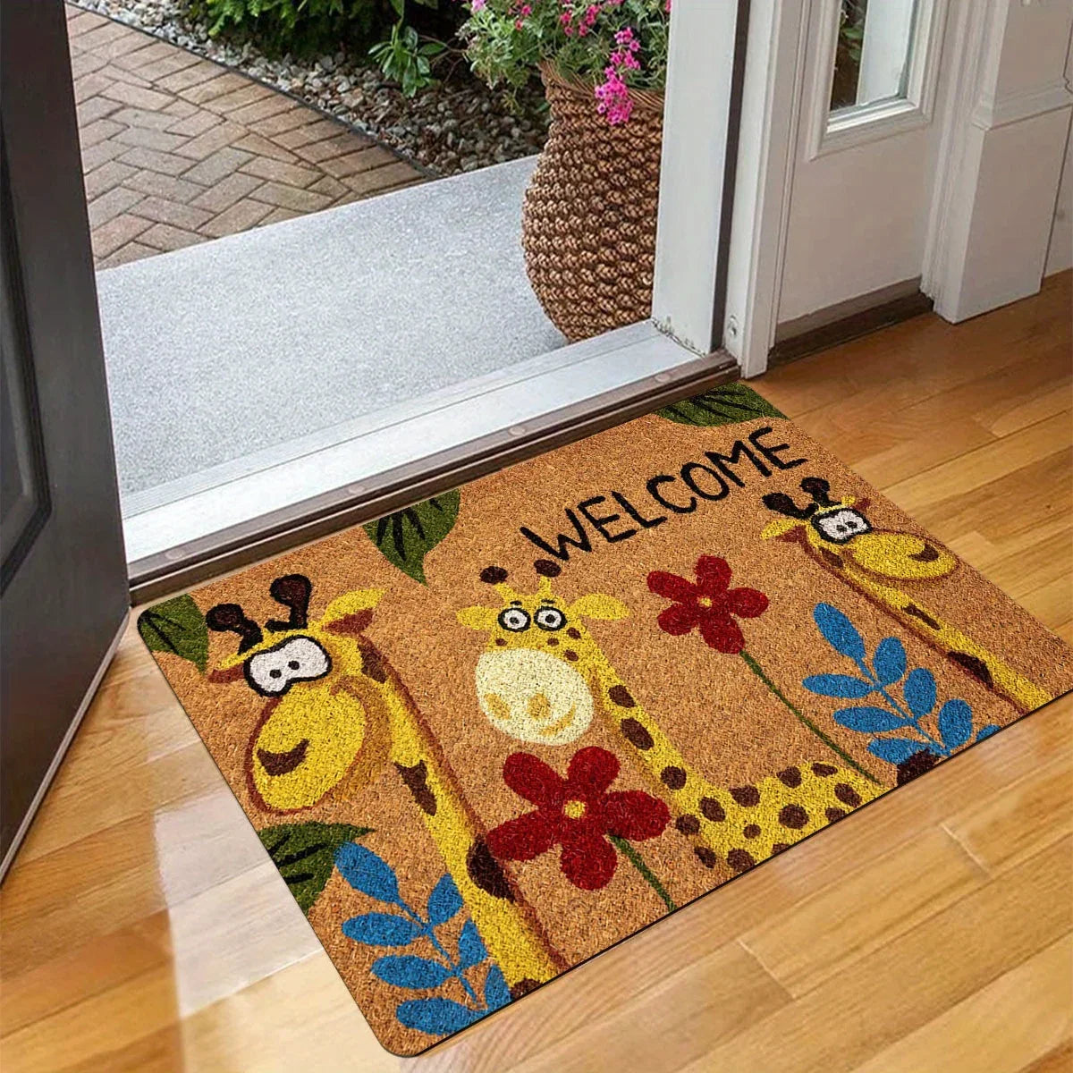 Navak Carpet Floral Animal Welcome Doormat Quick-Dry Polyester Indoor/Outdoor Mat for Entryway Kitchen Bathroom Laundry Room Wear-Resistant