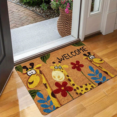 Navak Carpet Floral Animal Welcome Doormat Quick-Dry Polyester Indoor/Outdoor Mat for Entryway Kitchen Bathroom Laundry Room Wear-Resistant