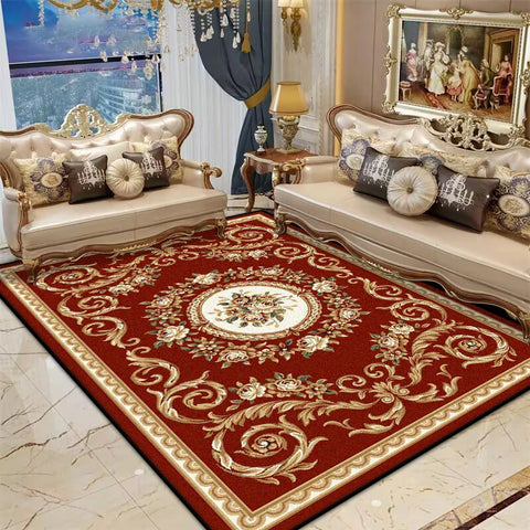 Navak Carpet Persian Red Living Room Rug Antiskid Big Size Flower Design Bedroom Decoration Carpet Soft Entrance Door Mat Machine Washable