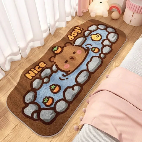 Navak Carpet Cute Bedside Cashmere Carpet Capibara Imitation Cashmere Floor Mat,anime Rug