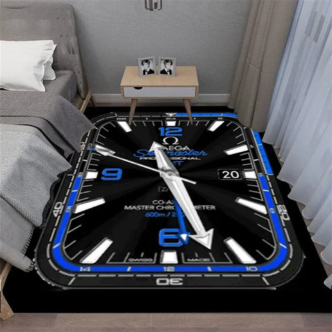 Navak Carpet Multi-functional O-OMEGA Dial Crown Watch Pointer Pattern Living Room Bedroom Sofa Decoration Carpet Floor Mat Rugs